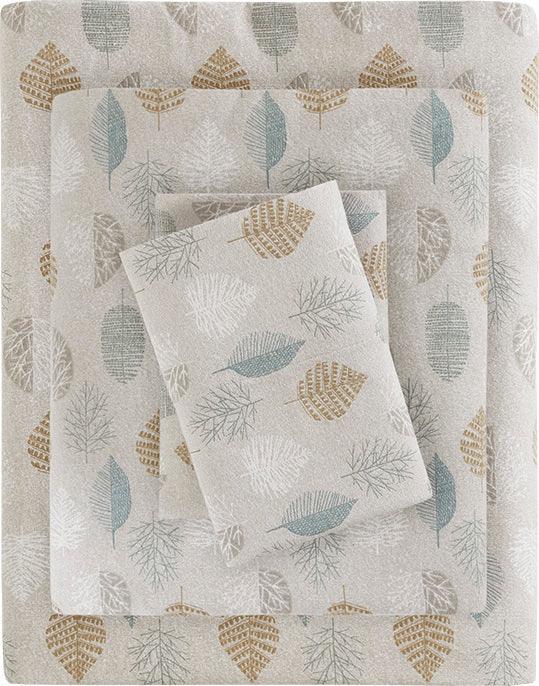 Olliix.com Sheets & Sheet Sets - 100% Cotton Flannel Printed Sheet Set Multi Leaves TN20-0253
