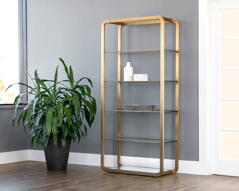 SUNPAN Bookcases & Display Units - Ambretta Bookcase - Large - Gold / Clear