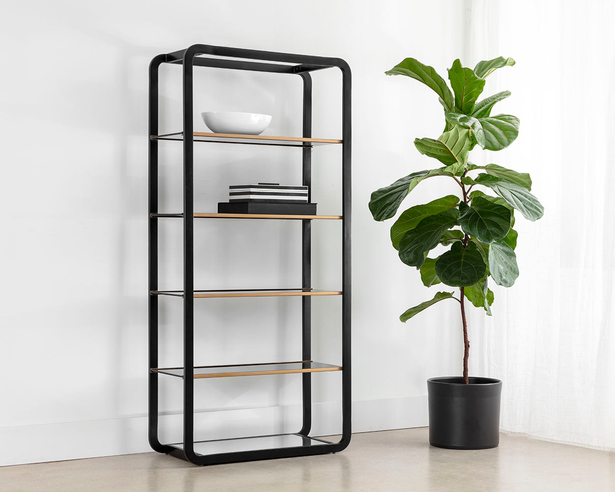 SUNPAN Bookcases & Display Units - Ambretta Bookcase - Large - Black / Smoke Grey