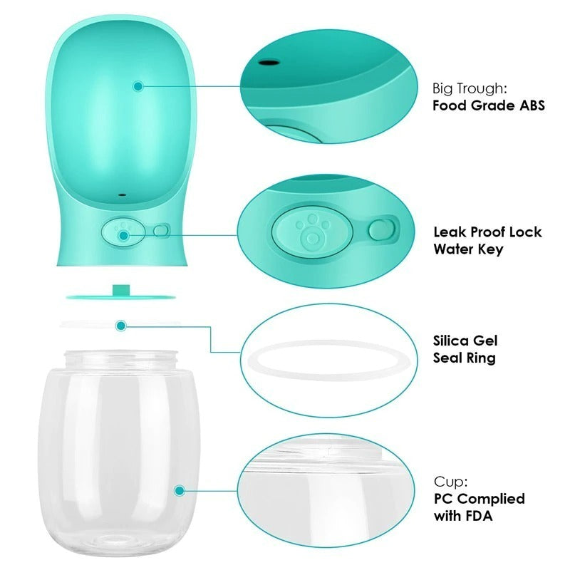 Regis Pet Grooming Supplies - 350 550ML Portable Pet Dog Water Bottle For Small Large Dogs Travel Puppy Cat Drinking Bowl Bulldog Water Dispenser Feeder
