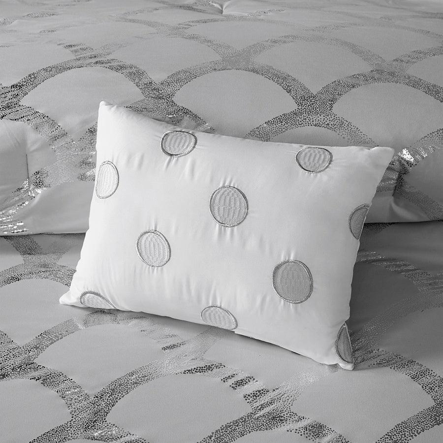 Olliix.com Comforters & Blankets - 26 " W Lorna Comforter and Sheet Set Gray Queen