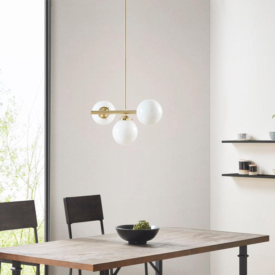 Olliix.com Ceiling Lights - 3-Light Chandelier with Frosted Glass Globe Bulbs Gold II151-0134