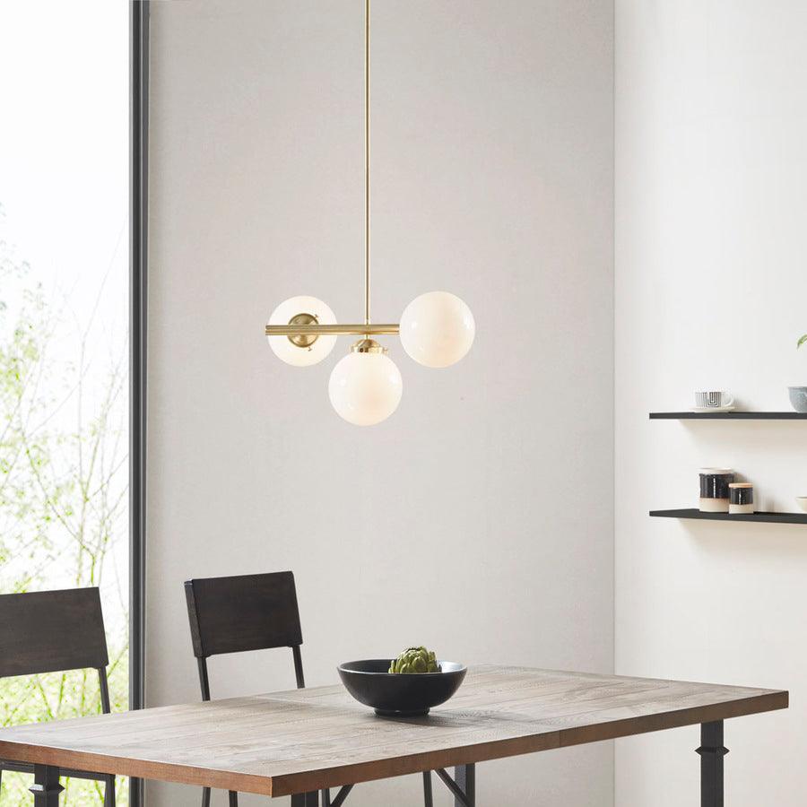 Olliix.com Ceiling Lights - 3-Light Chandelier with Frosted Glass Globe Bulbs Gold II151-0134