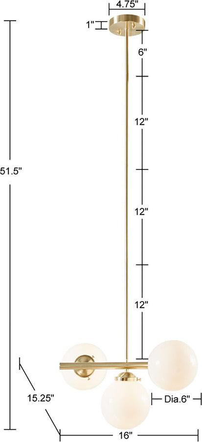 Olliix.com Ceiling Lights - 3-Light Chandelier with Frosted Glass Globe Bulbs Gold II151-0134
