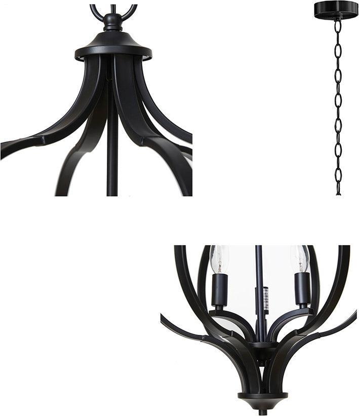 Olliix.com Ceiling Lights - 3-Light Metal Chandelier with Adjustable Chain Black FB150-1170