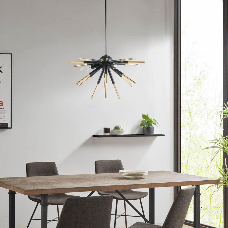 Olliix.com Ceiling Lights - 3-Light Spiked Chandelier Matte Black |Gold II150-0140