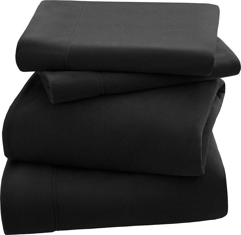 Olliix.com Sheets & Sheet Sets - 3M Scotchgard Micro Fleece Sheet Set Twin Black