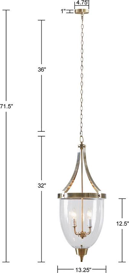 Olliix.com Ceiling Lights - 4-Light Glass Bowl Shaped Chandelier Anique Brass MT151-0067