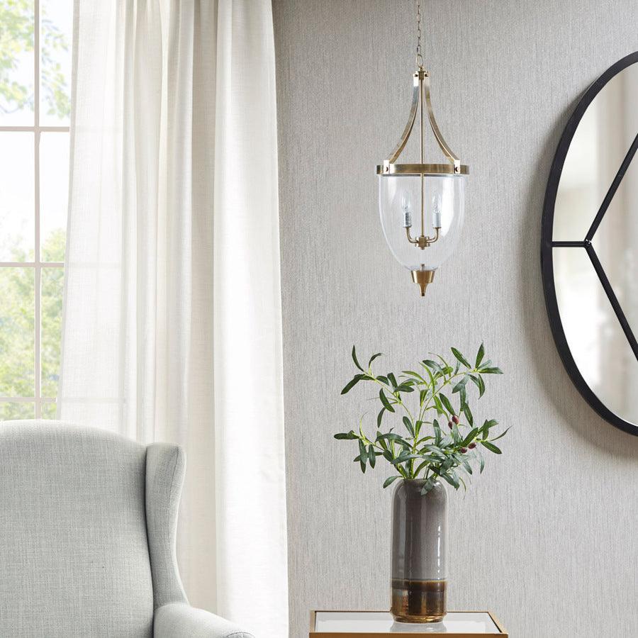 Olliix.com Ceiling Lights - 4-Light Glass Bowl Shaped Chandelier Anique Brass MT151-0067