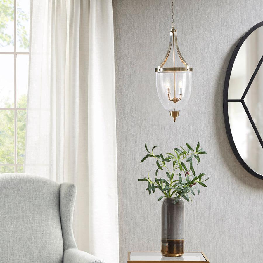 Olliix.com Ceiling Lights - 4-Light Glass Bowl Shaped Chandelier Anique Brass MT151-0067