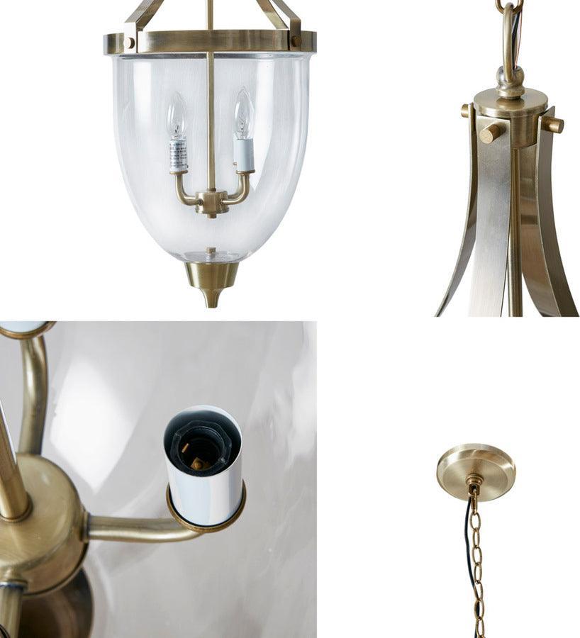 Olliix.com Ceiling Lights - 4-Light Glass Bowl Shaped Chandelier Anique Brass MT151-0067