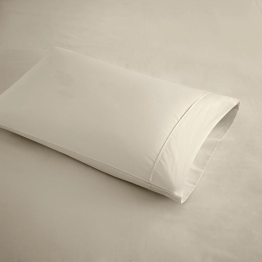 Olliix.com Sheets & Sheet Sets - 400 Thread Count Wrinkle Resistant Cotton Sateen Sheet Set Cal King Ivory