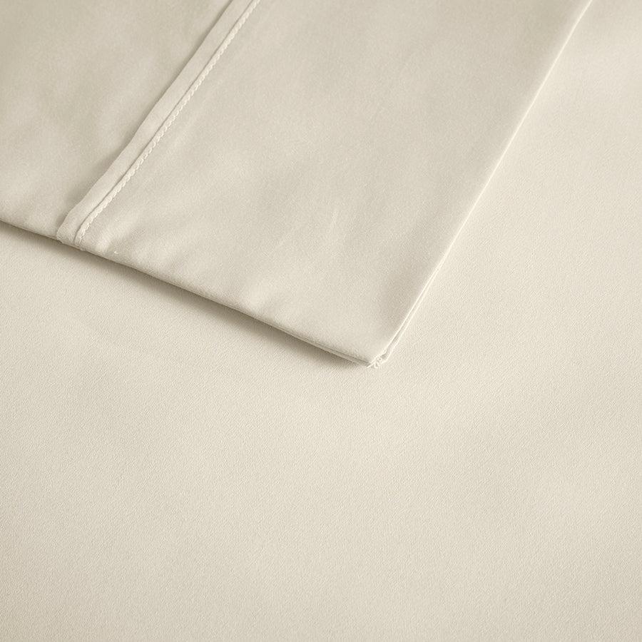 Olliix.com Sheets & Sheet Sets - 400 Thread Count Wrinkle Resistant Cotton Sateen Sheet Set Cal King Ivory