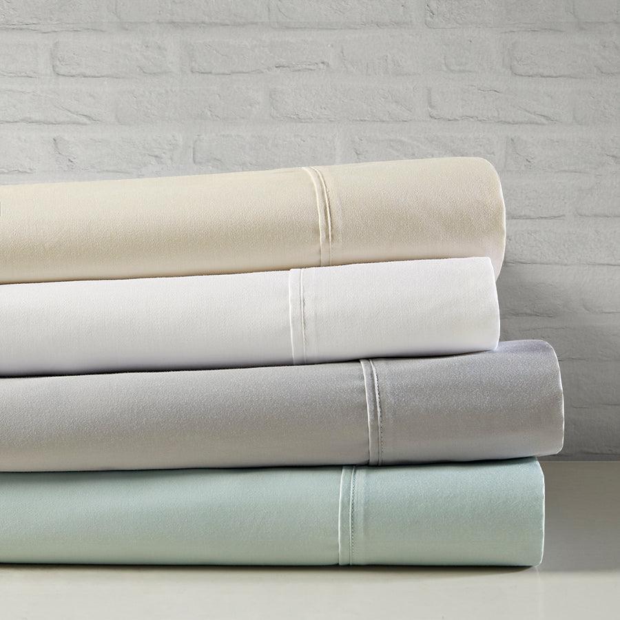Olliix.com Sheets & Sheet Sets - 400 Thread Count Wrinkle Resistant Cotton Sateen Sheet Set Queen Ivory