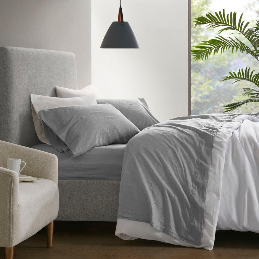 Olliix.com Sheets & Sheet Sets - 4PC Sheet Set Gray MP20-7886