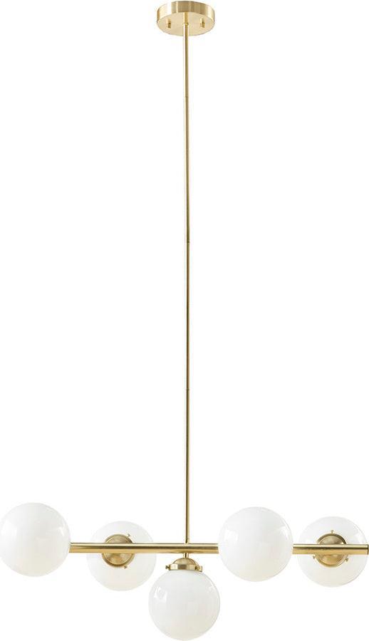 Olliix.com Ceiling Lights - 5-Light Chandelier with Frosted Glass Globe Bulbs Gold II151-0133