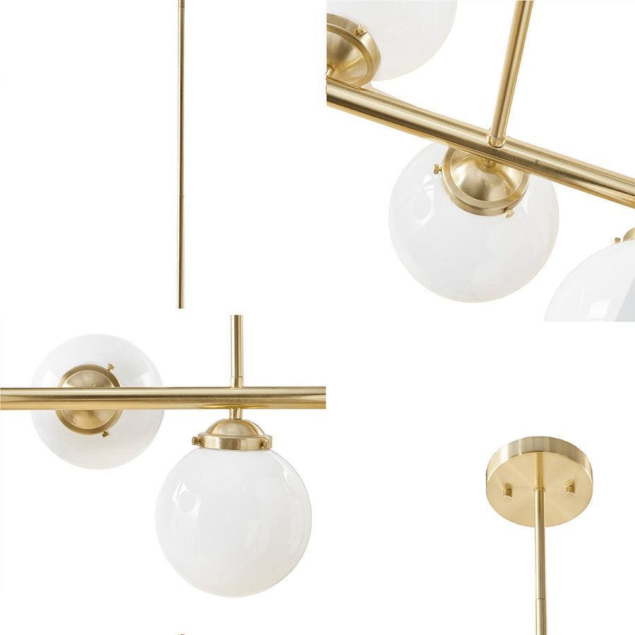 Olliix.com Ceiling Lights - 5-Light Chandelier with Frosted Glass Globe Bulbs Gold II151-0133
