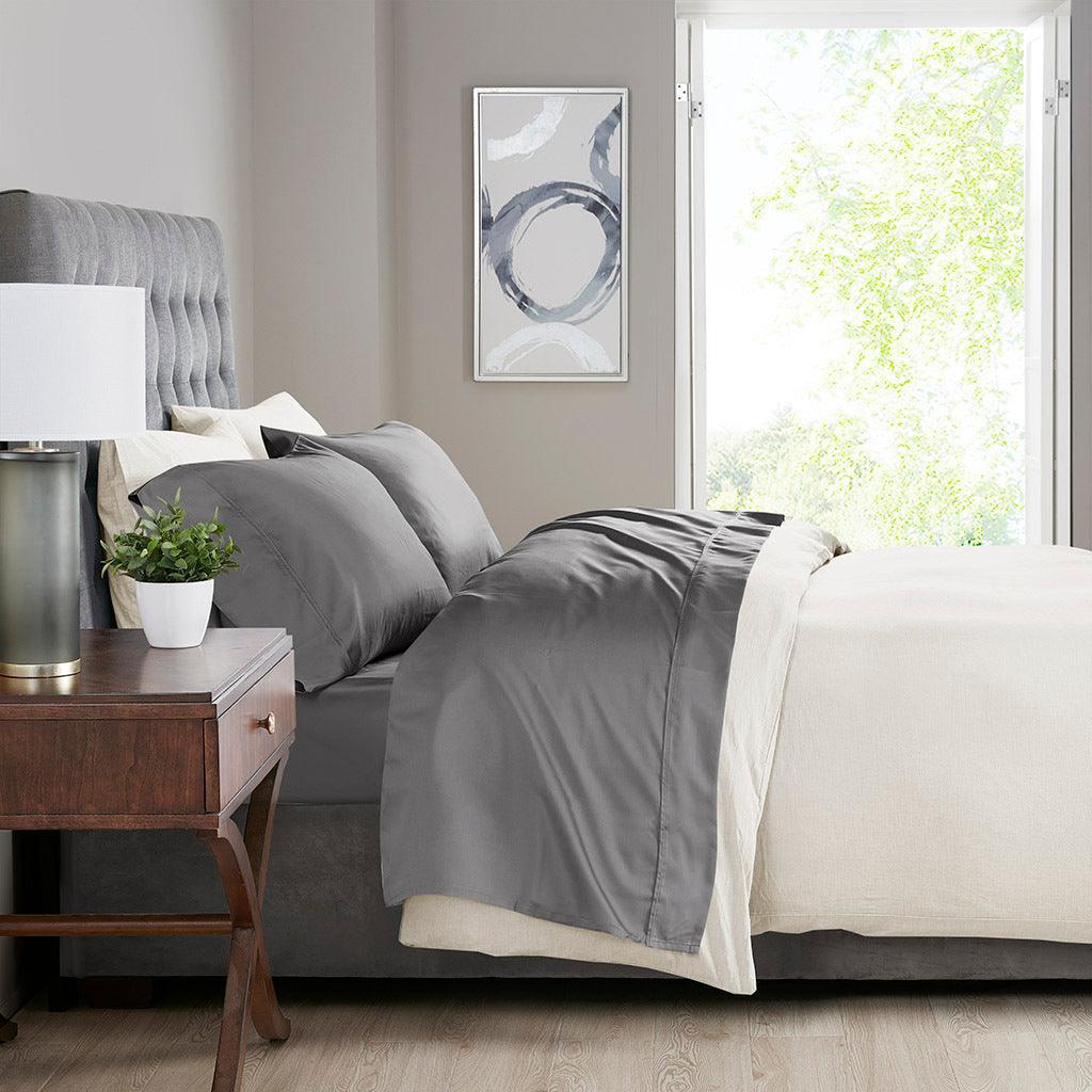Olliix.com Sheets & Sheet Sets - 525 Thread Count Queen Sheet Set Charcoal
