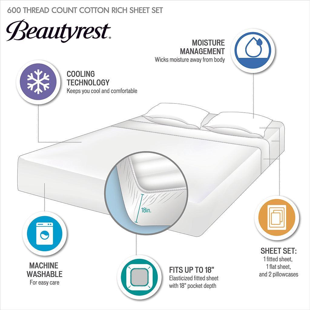 Olliix.com Sheets & Sheet Sets - 600 Thread Count Queen Sheet Set Seafoam