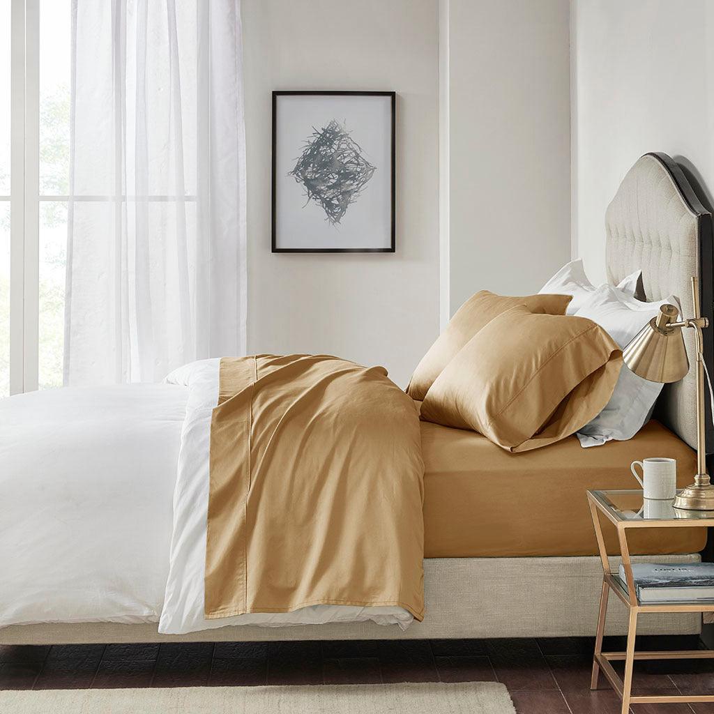 Olliix.com Sheets & Sheet Sets - 600 Thread Count Split King Sheet Set Gold