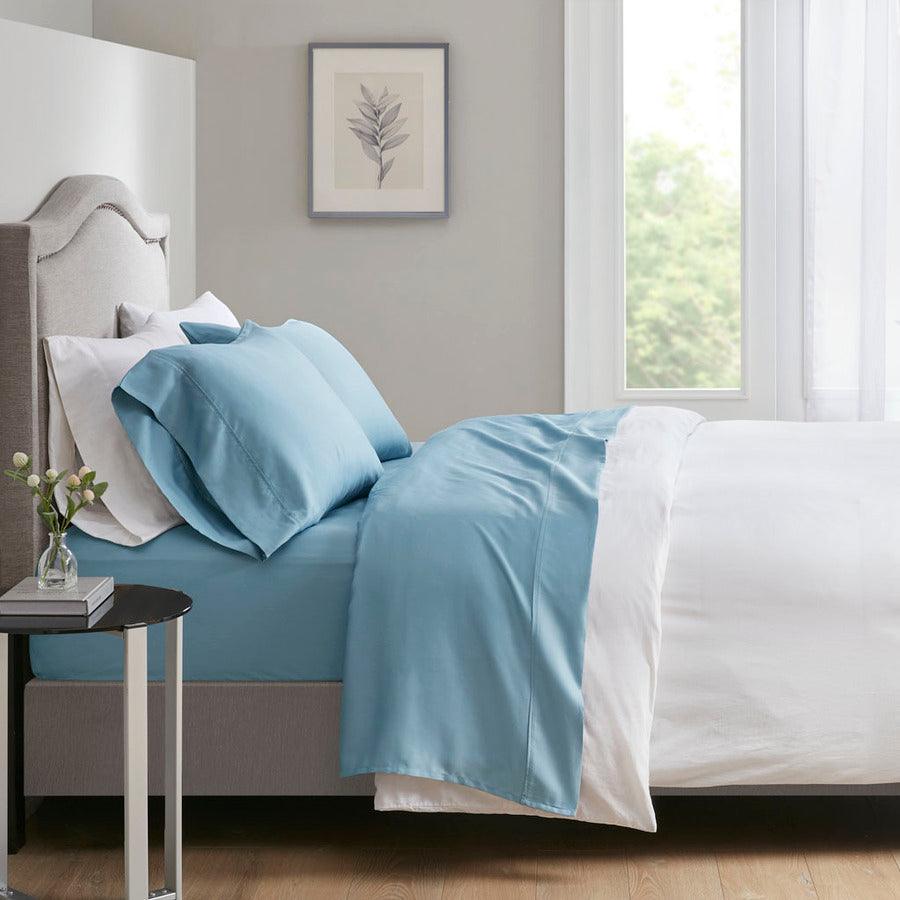 Olliix.com Sheets & Sheet Sets - 700TC TriBlend Anti-microbial 4 Piece sheet set Queen Blue