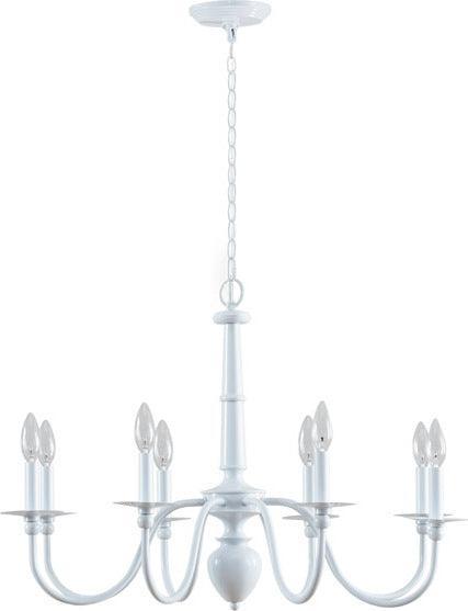 Olliix.com Ceiling Lights - 8-Light Traditional Metal Chandelier Glossy White MT150-0066