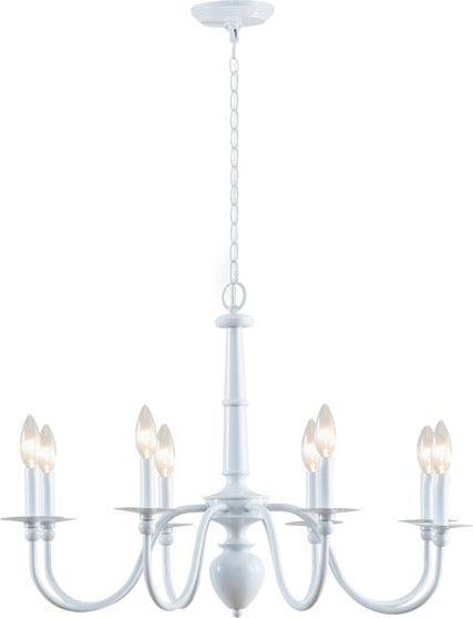 Olliix.com Ceiling Lights - 8-Light Traditional Metal Chandelier Glossy White MT150-0066