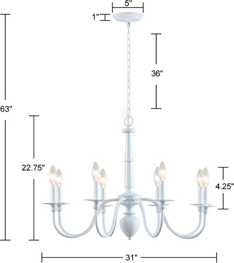 Olliix.com Ceiling Lights - 8-Light Traditional Metal Chandelier Glossy White MT150-0066