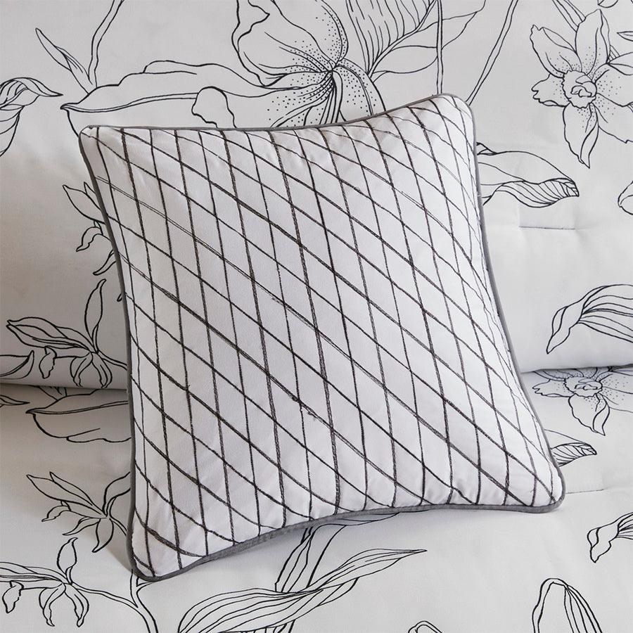 Olliix.com Comforters & Blankets - 800 Thread Count Cotton Blend Sateen Sheet Set White & Charcoal Full
