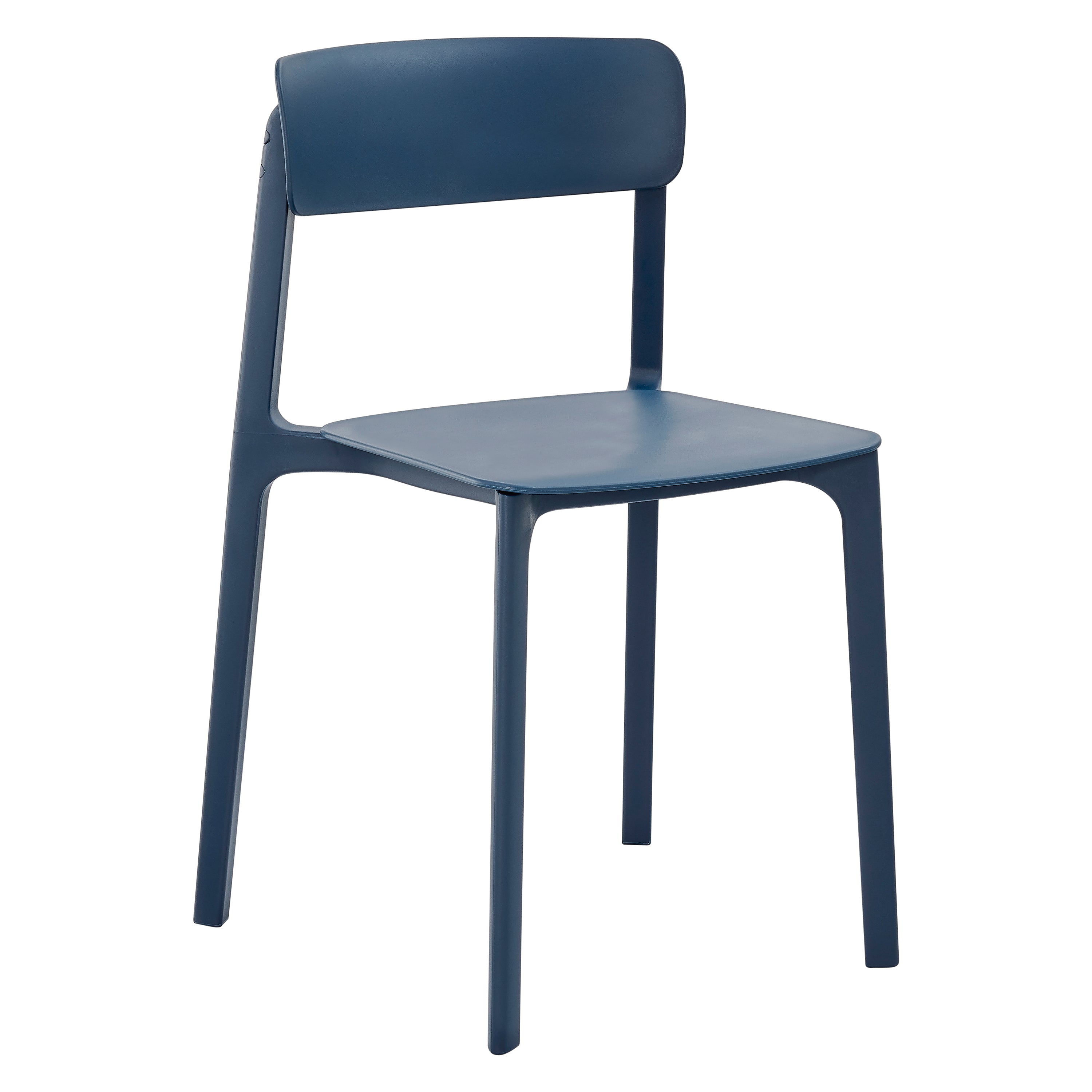 Euro Style Dining Chairs - Tibo Stackable Side Chair in Blue Polypropylene - Set of 2