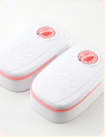 Regis Pet Grooming Supplies - Automatic Pet Feeder Smart Food Dispenser For Cats Dogs Timer Stainless Steel Bowl Auto Dog Cat Pet Feeding Pets Supplies Pink Double meal