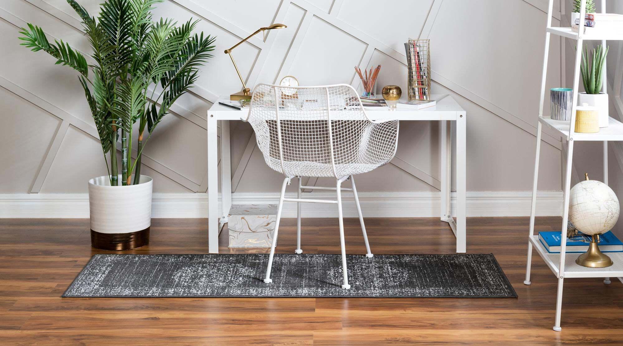 Unique Loom Indoor Rugs - Aarhus 2' x 6' Runner Rug Dark Gray