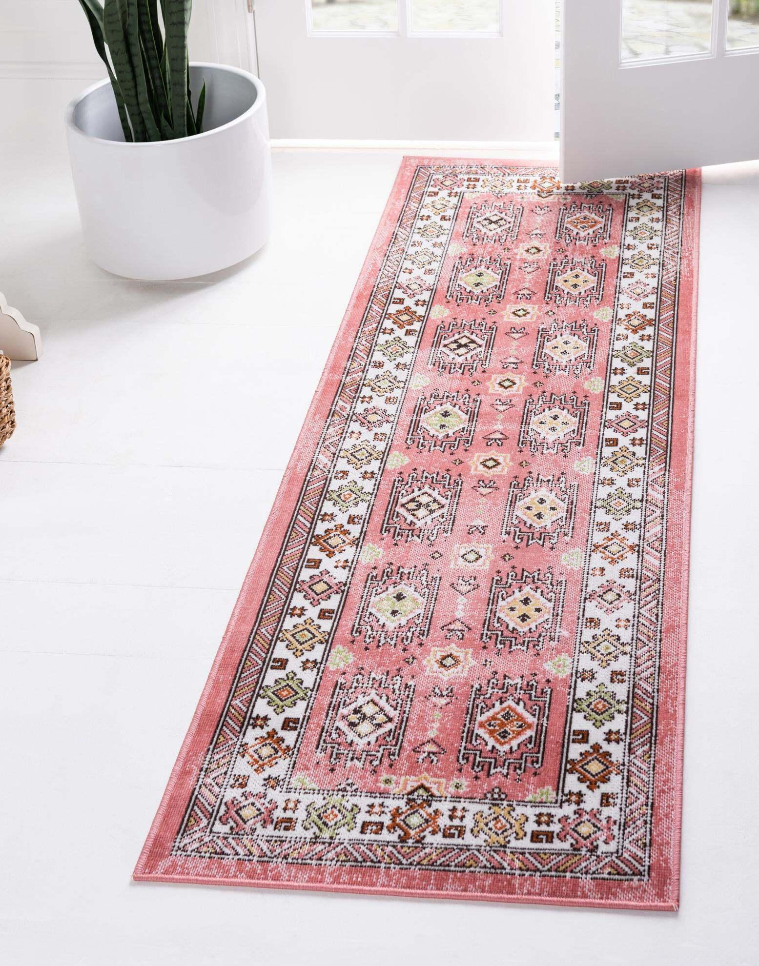 Unique Loom Indoor Rugs - Aarhus 2' x 6' Runner Rug Rose
