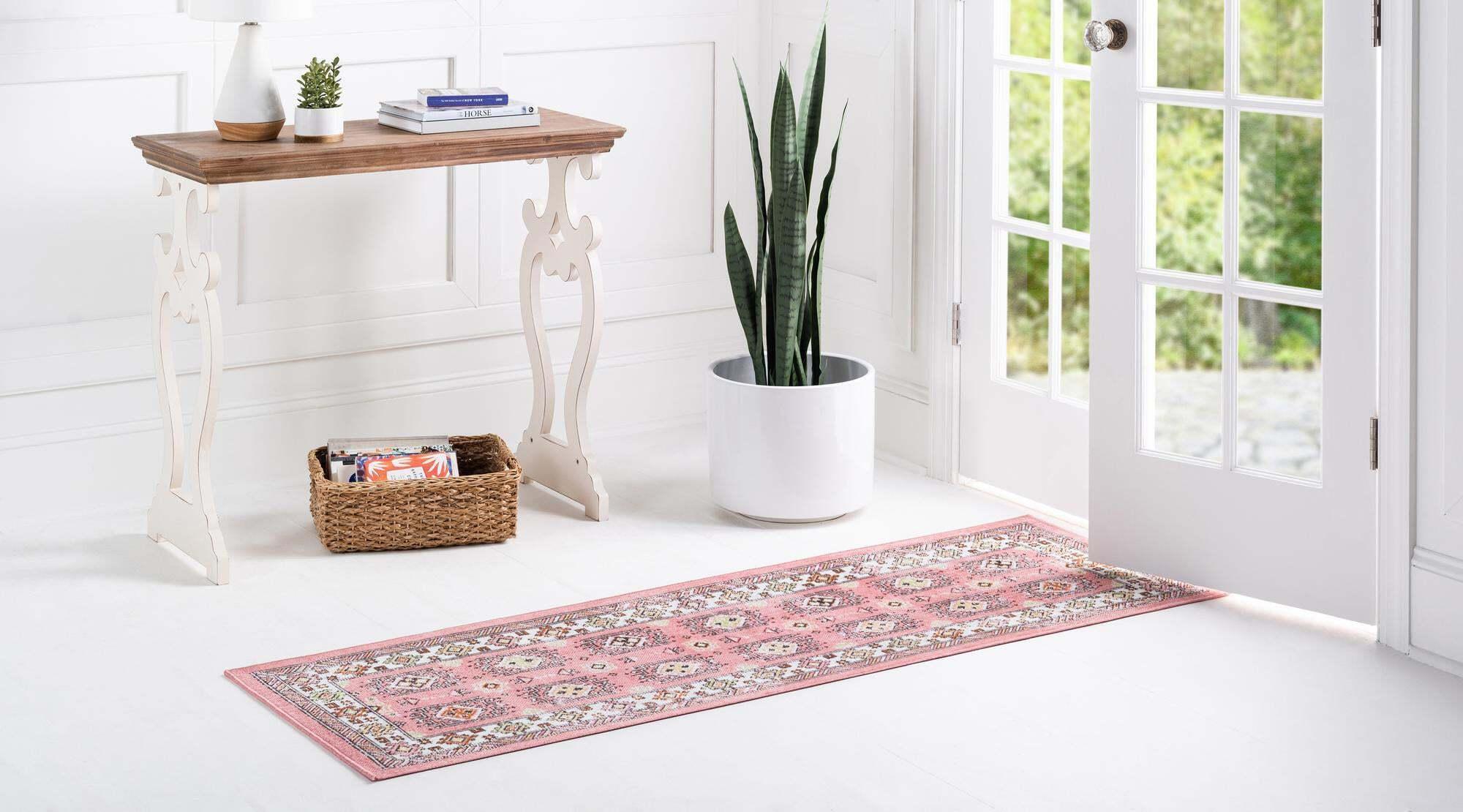 Unique Loom Indoor Rugs - Aarhus 2' x 6' Runner Rug Rose