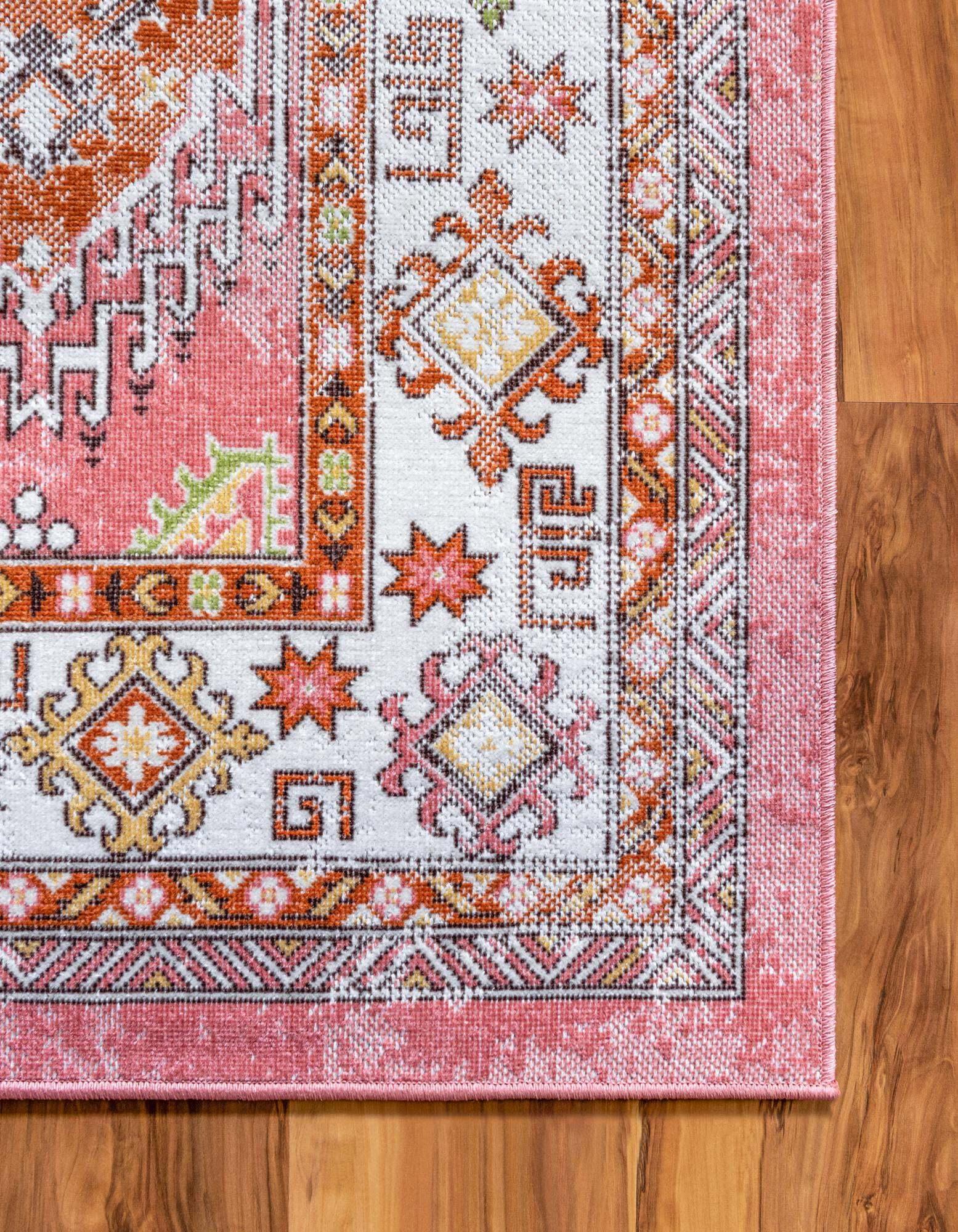 Unique Loom Indoor Rugs - Aarhus 2' x 6' Runner Rug Rose