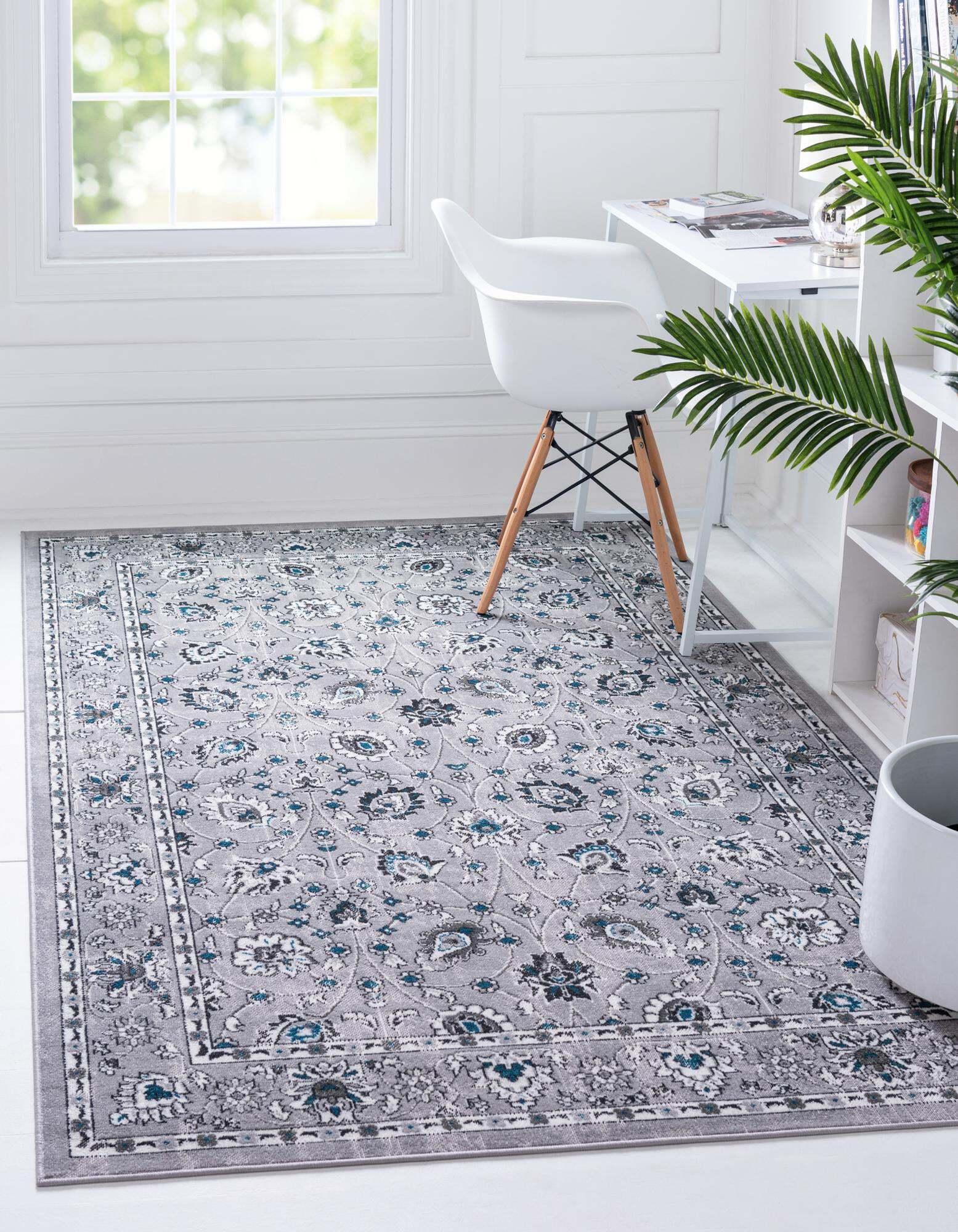 Unique Loom Indoor Rugs - Aarhus 3' x 5' Rectangle Rug Gray & Ivory