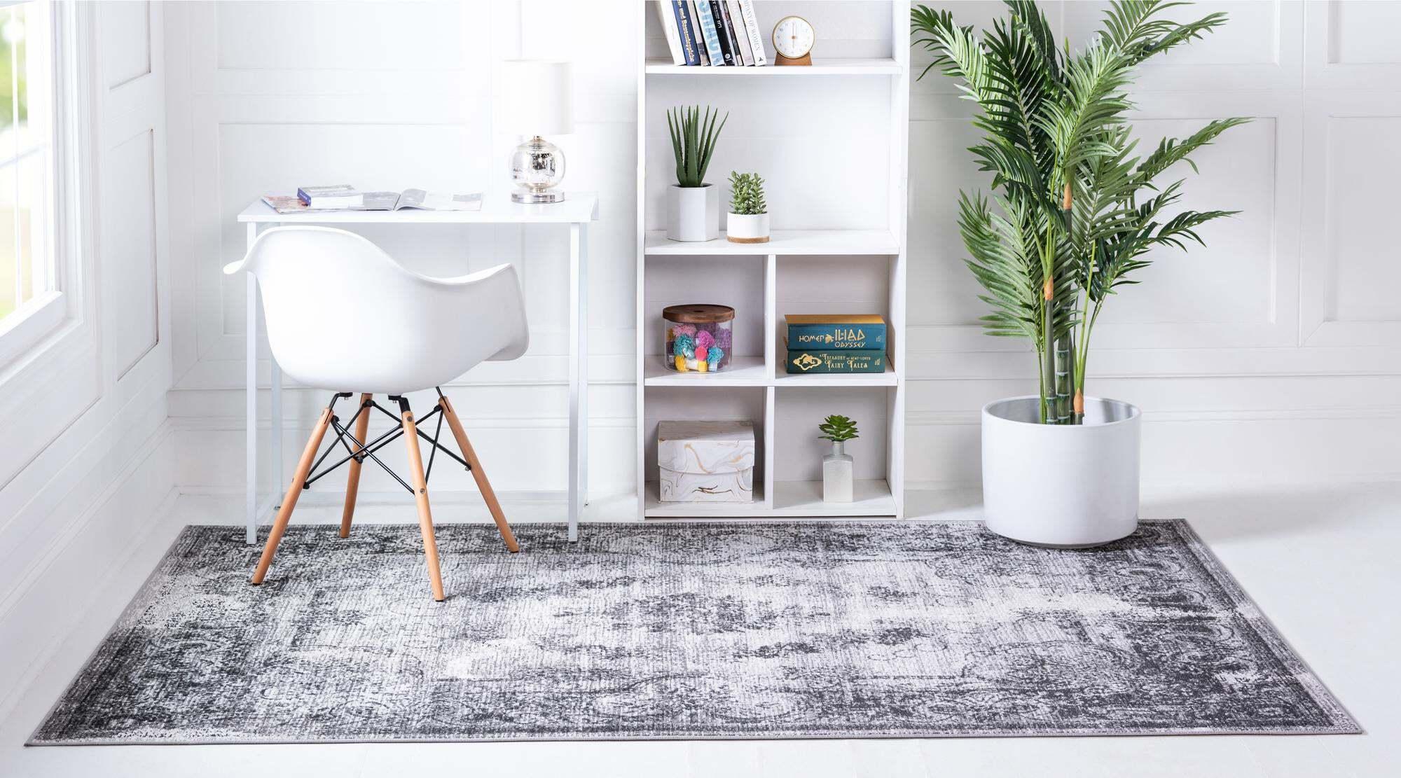 Unique Loom Indoor Rugs - Aarhus 5' x 7' 9 Rectangle Rug Gray & Black