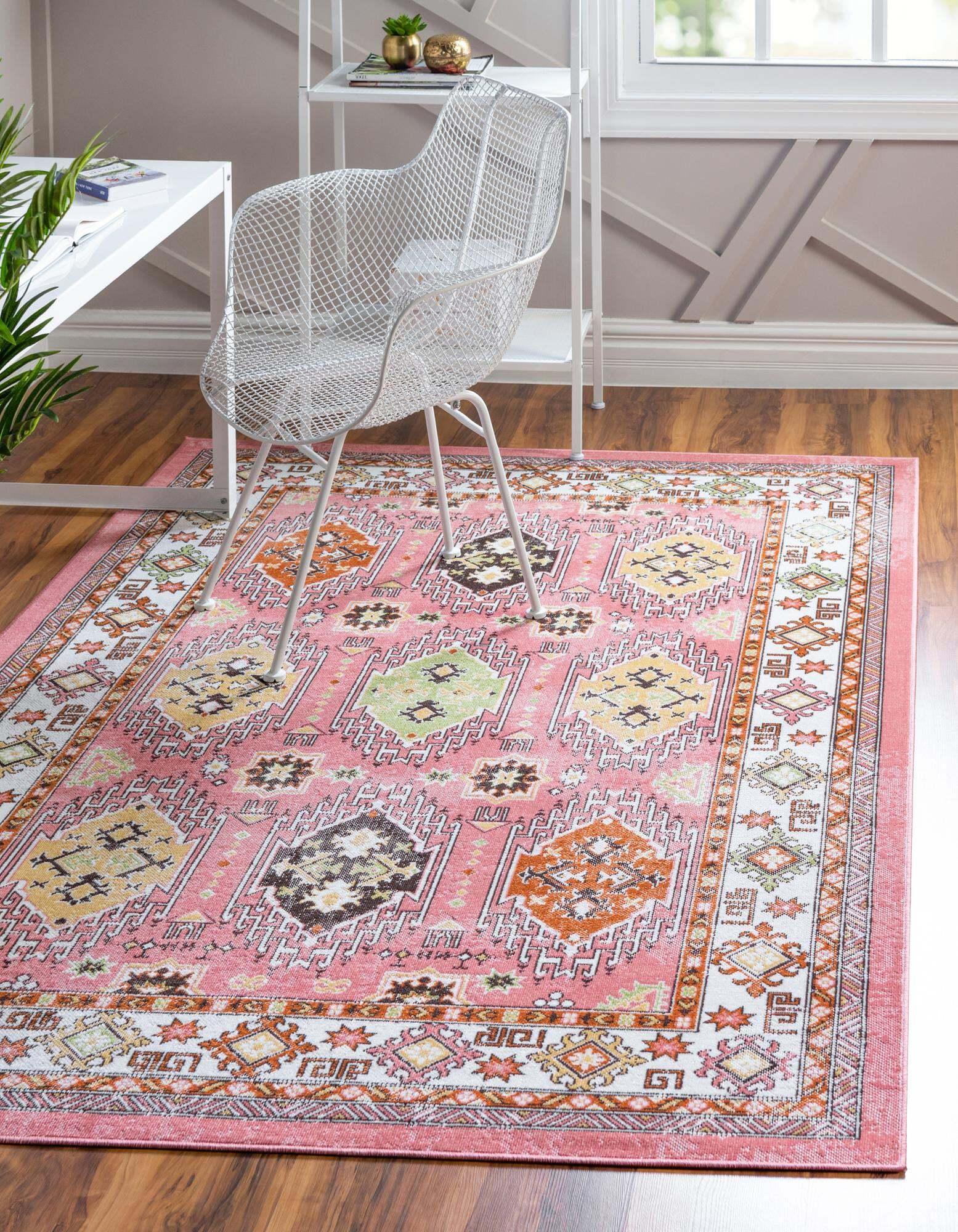 Unique Loom Indoor Rugs - Aarhus 6' x 9' Rectangle Rug Rose