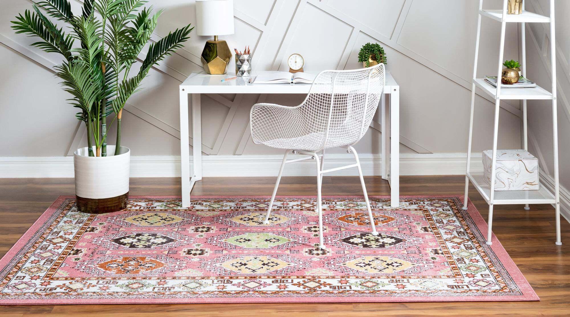 Unique Loom Indoor Rugs - Aarhus 6' x 9' Rectangle Rug Rose