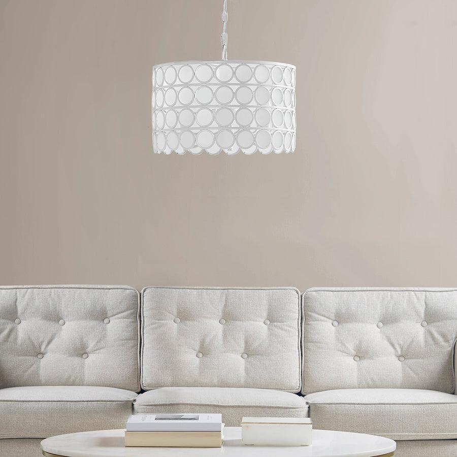 Olliix.com Ceiling Lights - Abbot 4-Light Drum-shaped Chandelier White