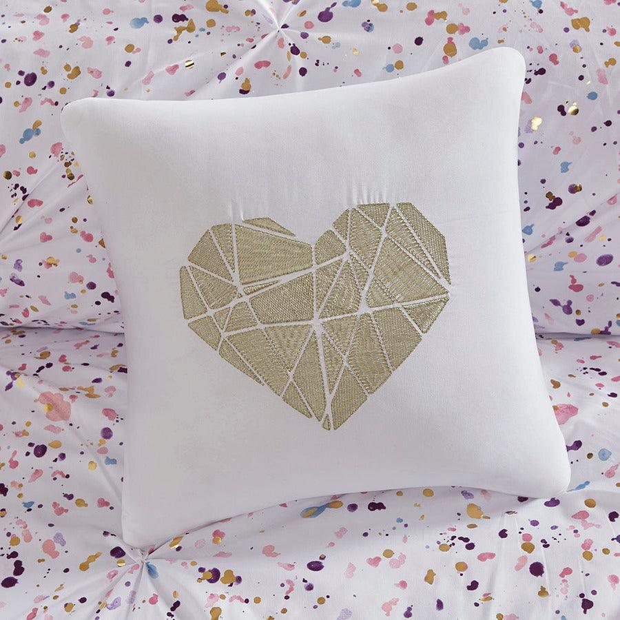 Olliix.com Comforters & Blankets - Abby Casual Metallic Printed and Pintucked Comforter Plum Full/Queen