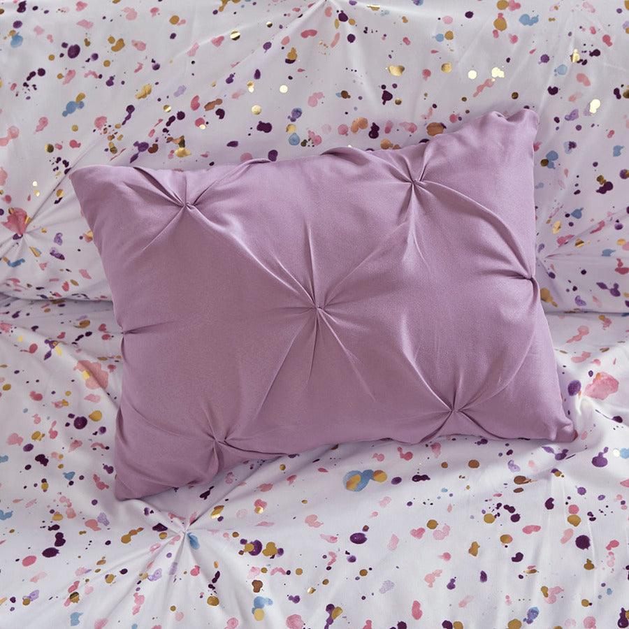 Olliix.com Comforters & Blankets - Abby Casual Metallic Printed and Pintucked Comforter Plum Full/Queen
