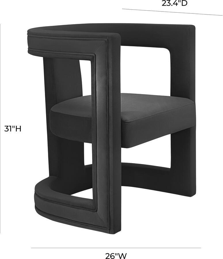 Tov Furniture Accent Chairs - Ada Black Velvet Chair Black