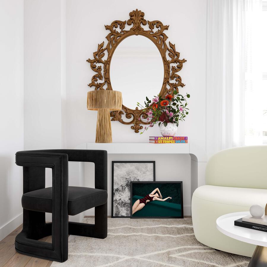 Tov Furniture Accent Chairs - Ada Black Velvet Chair Black