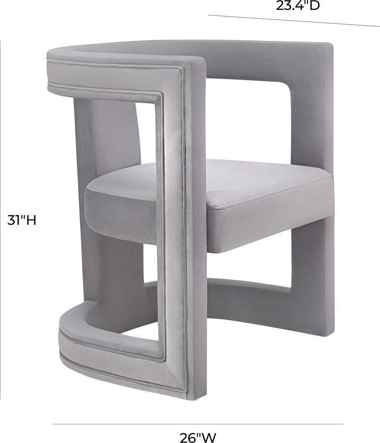 Tov Furniture Accent Chairs - Ada Grey Velvet Chair