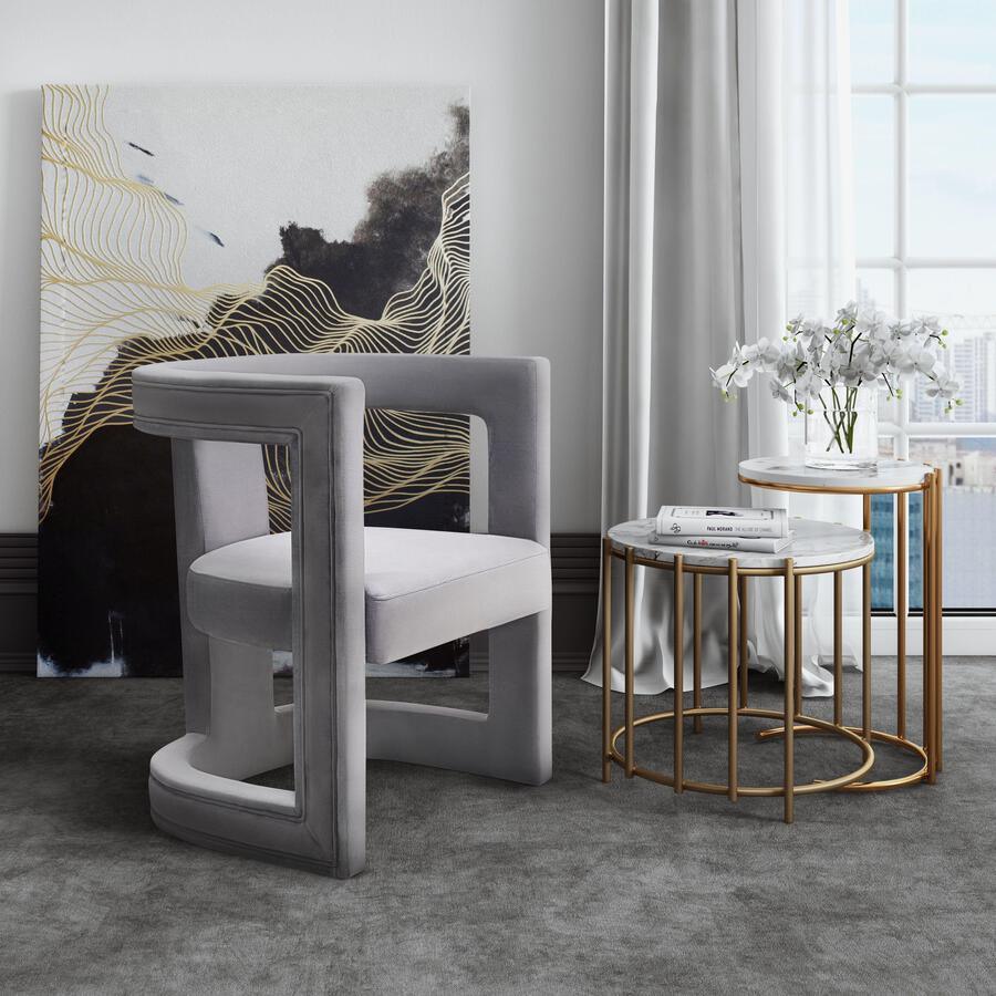 Tov Furniture Accent Chairs - Ada Grey Velvet Chair