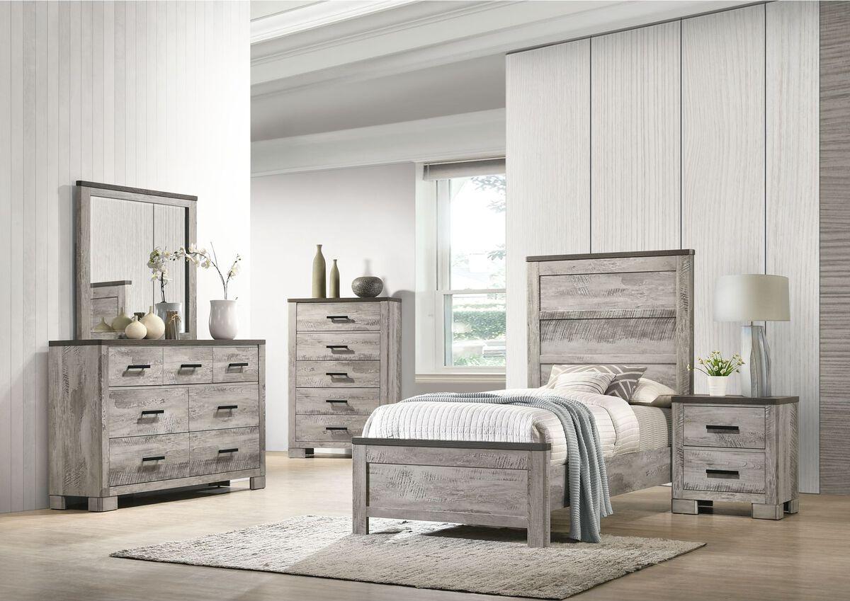 Elements Beds - Adam Twin Panel Bed in Gray