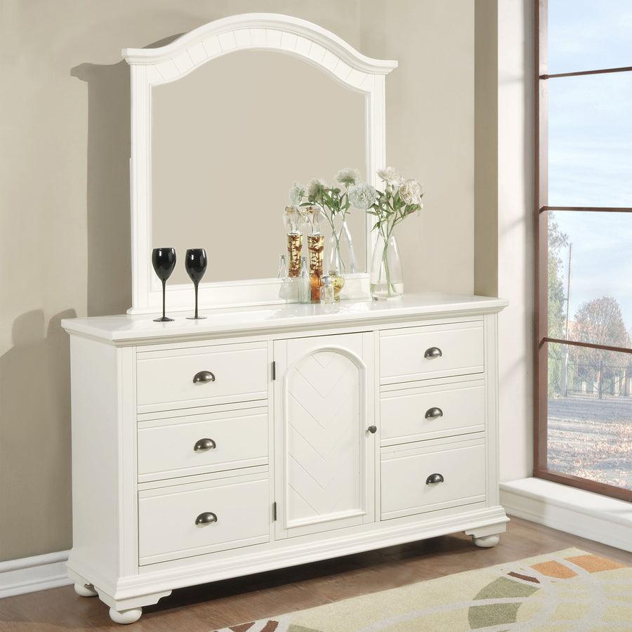 Elements Bedroom Sets - Addison White Dresser & Mirror Set