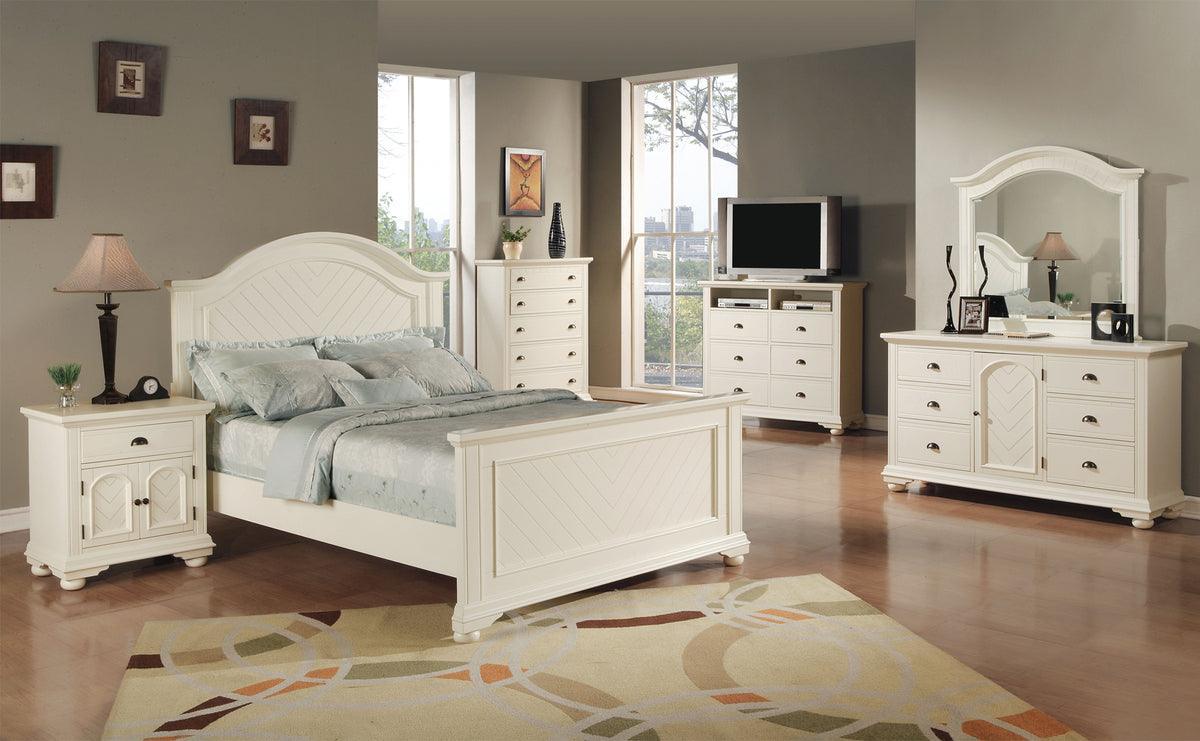 Elements Bedroom Sets - Addison White Queen Panel 4PC Bedroom Set