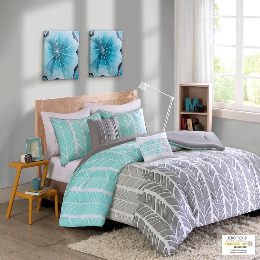 Olliix.com Comforters & Blankets - Adel Comforter Set Aqua Full/Queen